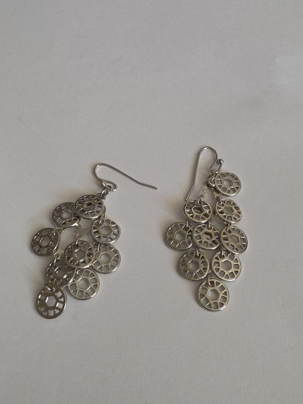 Lia Sophia "Fractal" silvertone drop earrings